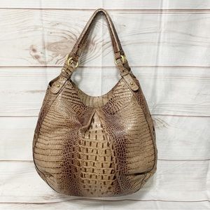 Brahmin Melbourne Leather  Large Shoulder Bag Purse Crocodile Satchel